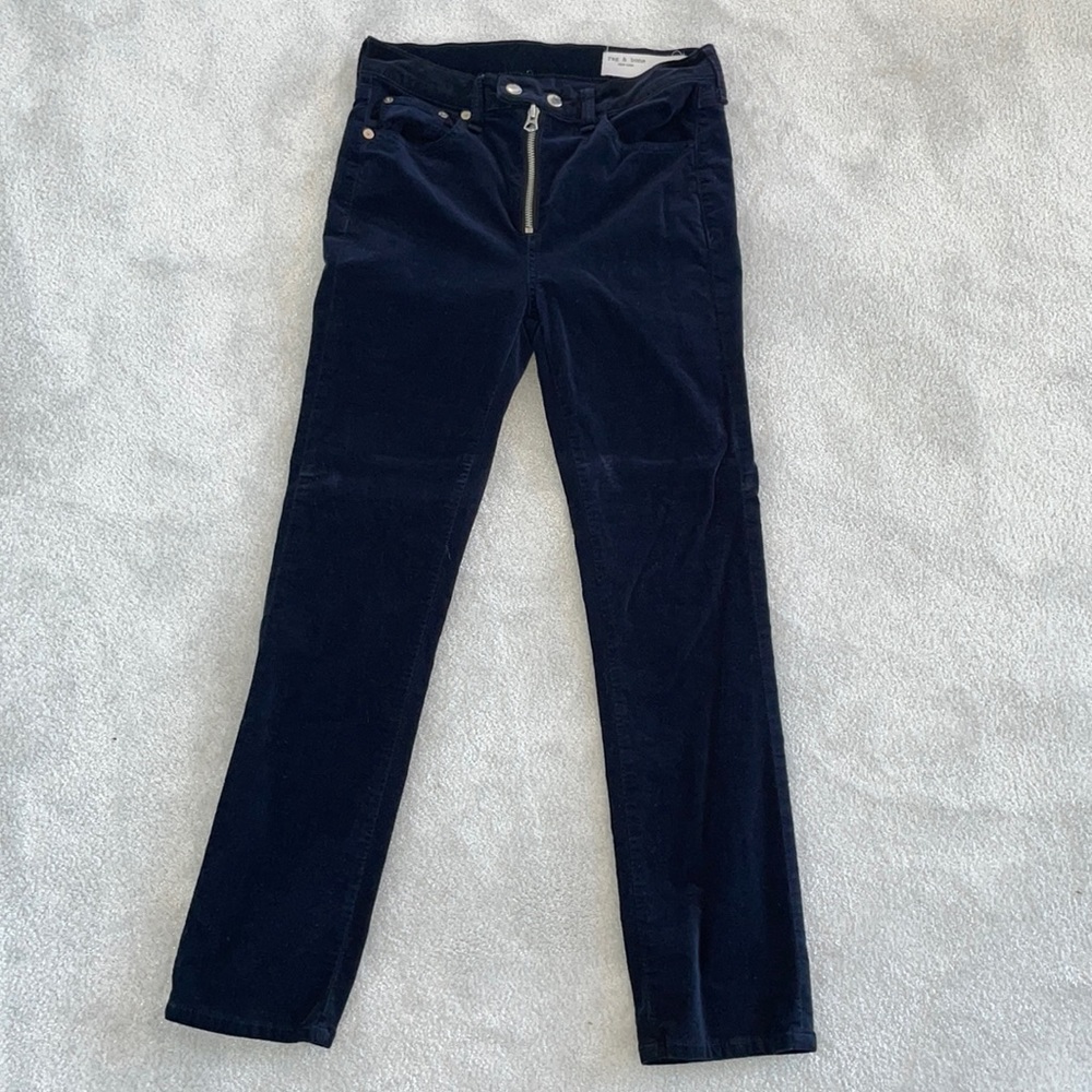 Rag & Bone Dojo Navy Velvet Crop High Rise Pants